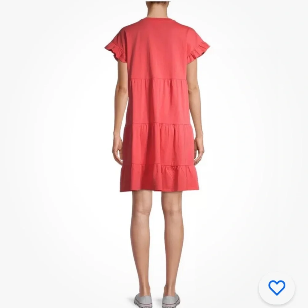 Time and Tru Orange Knit Flutter SleeveTiered Dress Large (12-14) NEW - Picture 4 of 8